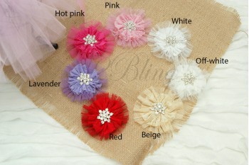 Snowflake fabric flower, 8 cm, Pack of 2
